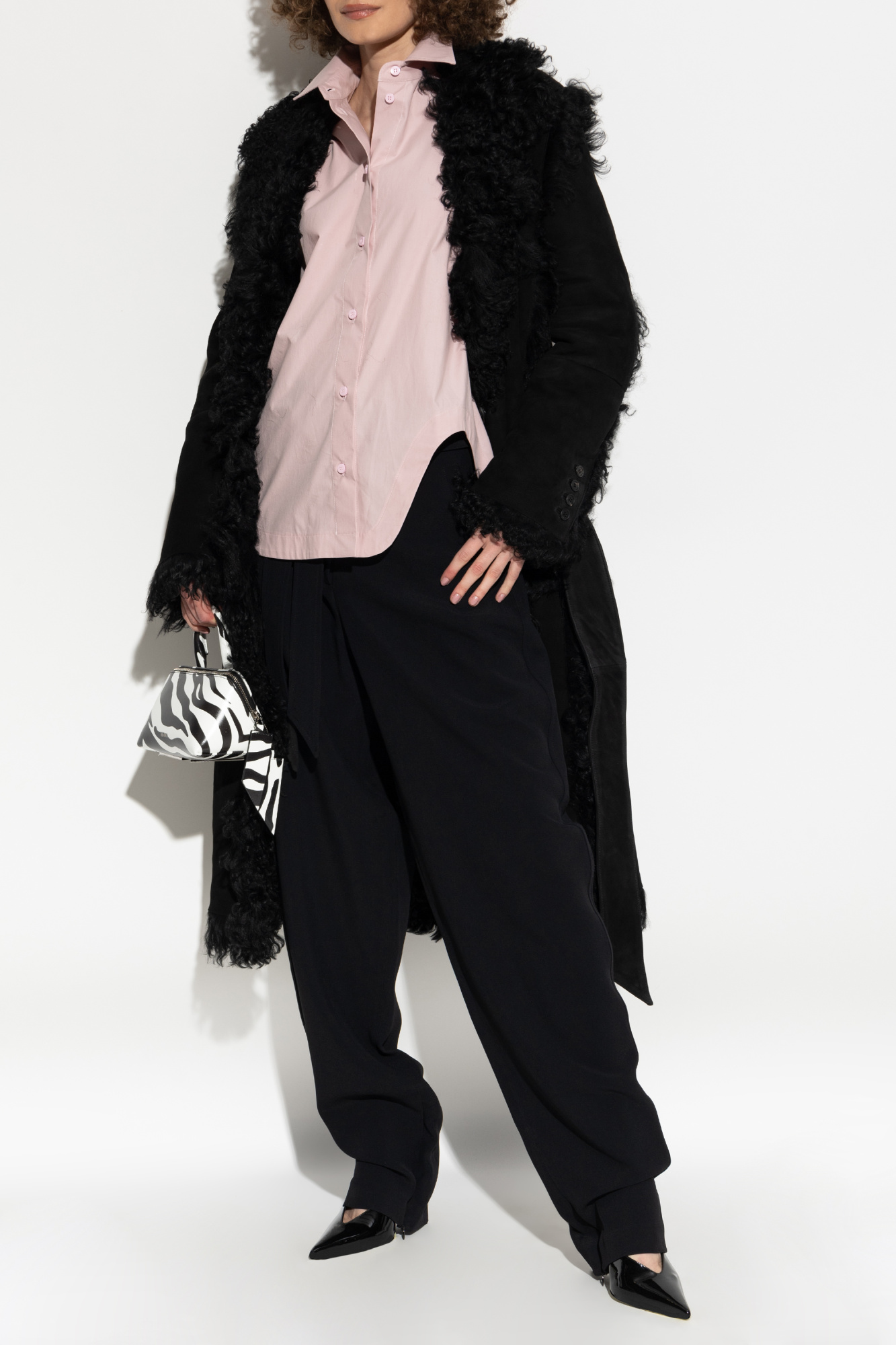 The Attico Shearling coat tied with a belt | Women's